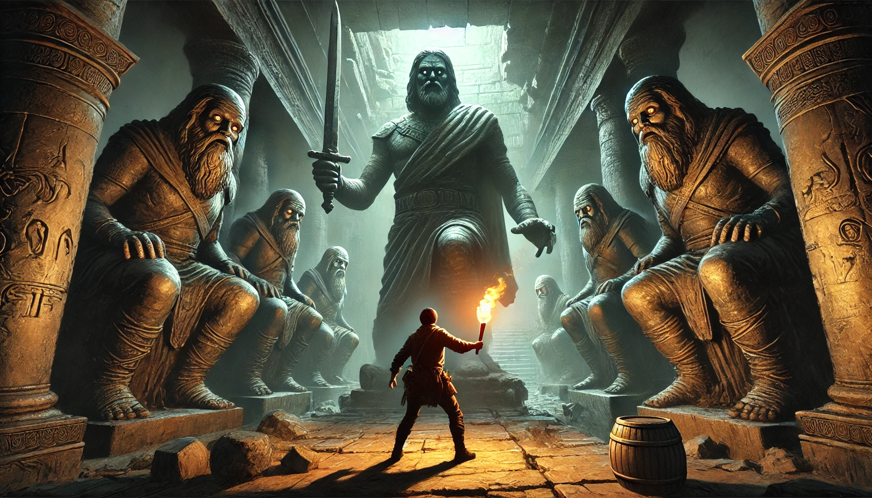 Les statues se mettent en mouvement, ce sont des golems